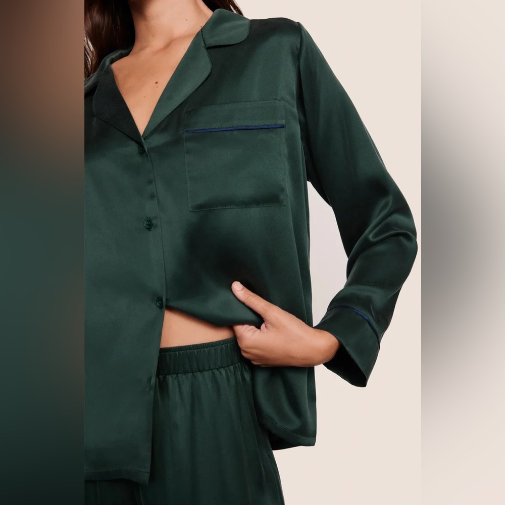NWT Eberjey Inez Washable Silk Long PJ Set - Picture 2 of 4